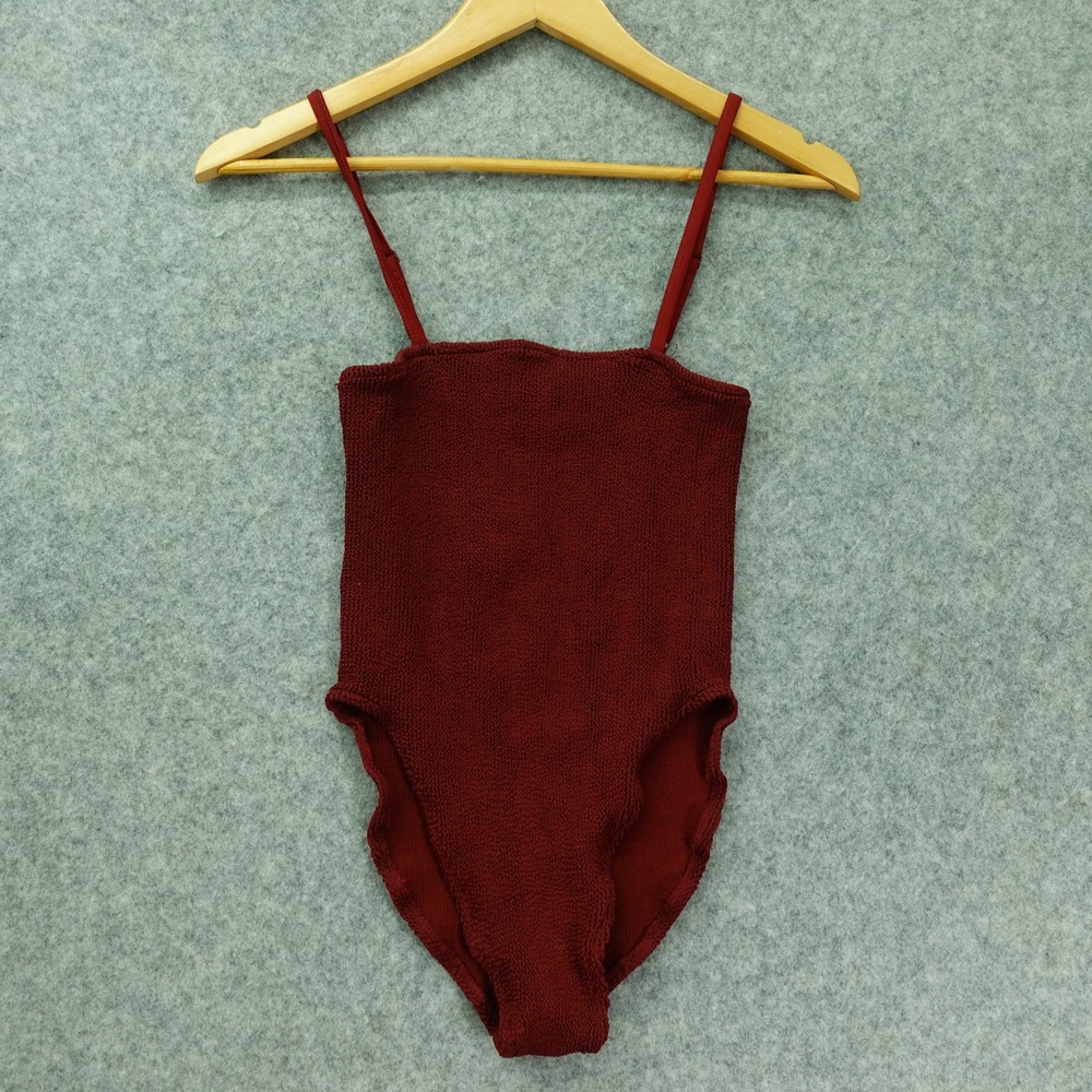 YOUSWIM One Piece Swimsuit Womens 2 12 Burgundy Red Crinkle Popcorn Garnet OSFM